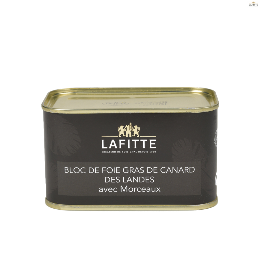 Block of duck foie gras with 30% pieces - Lafitte 400g