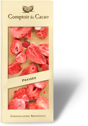 Barre gourmande blond fraise | Comptoir du Cacao | 90g 