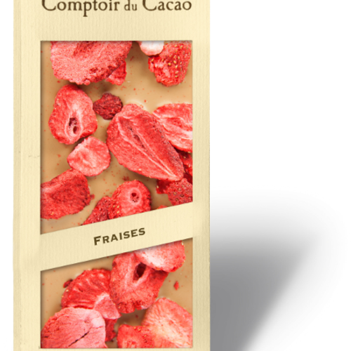 Barre gourmande blond fraise | Comptoir du Cacao | 90g 
