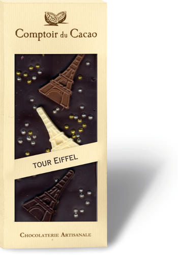 Barre gourmande Chocolat noir Tour Eiffel | Comptoir du Cacao | 90g 