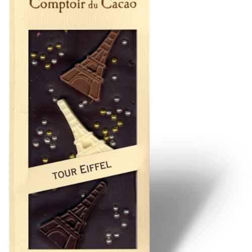 Barre gourmande Chocolat noir Tour Eiffel | Comptoir du Cacao | 90g 