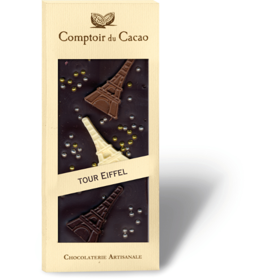 Barre gourmande Chocolat noir Tour Eiffel | Comptoir du Cacao | 90g