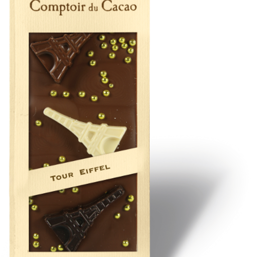 Barre gourmande Chocolat Lait Tour Eiffel | Comptoir du Cacao | 90g 