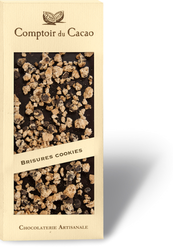 Barre gourmande Chocolat au Lait & Brisures de cookie | Comptoir du Cacao | 90g 