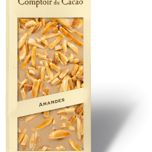 Barre gourmande Chocolat blond & Amande Caramélisée | Comptoir du Cacao | 90g 