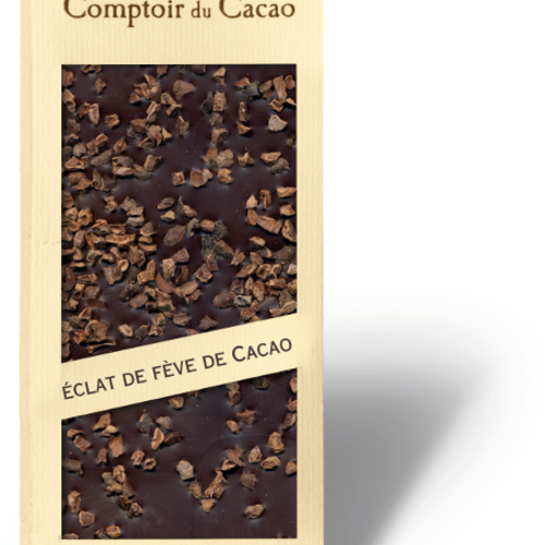 Barre gourmande Chocolat Noir & Fève de cacao | Comptoir du Cacao | 90g 