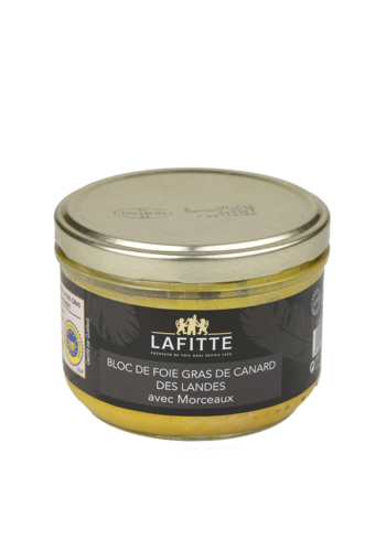 Bloc de foie gras de canard avec 30% de morceaux - Lafitte 200g 