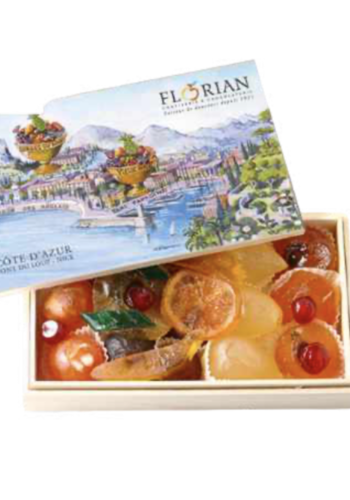 Assortiment de fruits confits (Boîte en bois) - Confiserie Florian 450g 