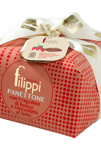 Panettone aux fraises des bois et chocolat au lait - Filippi 1kg 