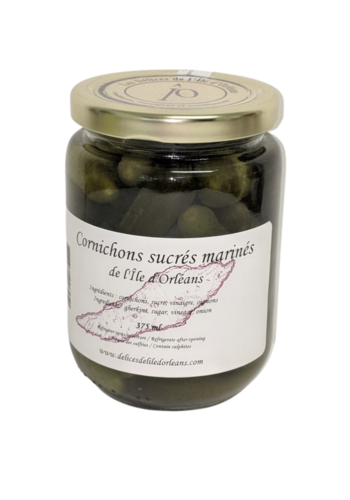 Cornichons sucrés marinés 375 ml |Délices de l'Île d'Orléans 