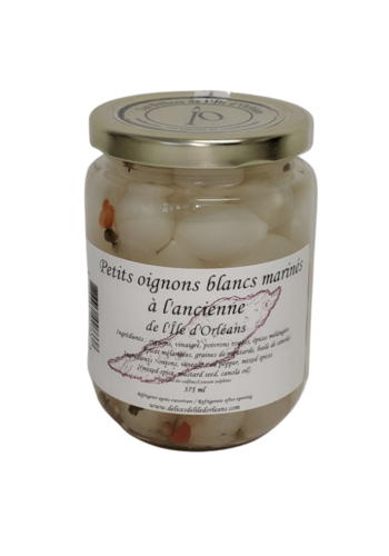Petits oignons blancs marinés 375 ml |Délices de l'Île d'Orléans 
