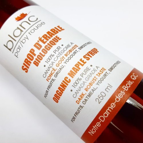 Sirop érable biologique Foncé no1 | Blanc par rouge | 250ml 