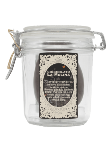 Oeuf en chocolat noir 64% avec crème de Gianduja  - La Molina pot verre 220g 