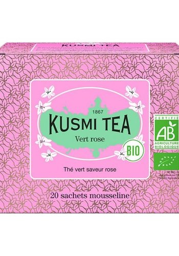 Thé vert rose Bio | Kusmi Tea | Étui 20 sachets mousseline 40g 