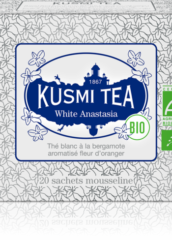 Thé Anastasia blanc | Kusmi Tea | Étui 20 sachets mousseline | 40g 