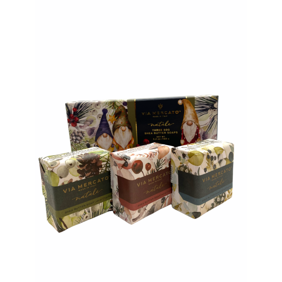 Shea butter soaps  | Natale  Gnomes | Via Mercato | 3 x 50g