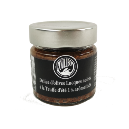 Délices d'olives Lucques Noires à la Truffe d'été 1% aromatisée | L'Oulibo | 90g 