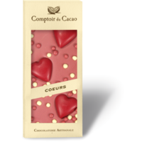 Barre gourmande coeur rouge | chocolat rubis | 100g| Comptoir du cacao