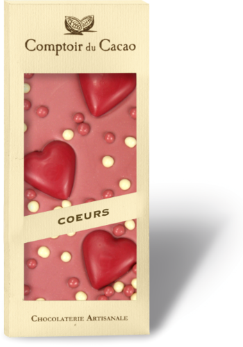 Barre gourmande coeur rouge (Chocolat ruby)| Comptoir du cacao | 100g 
