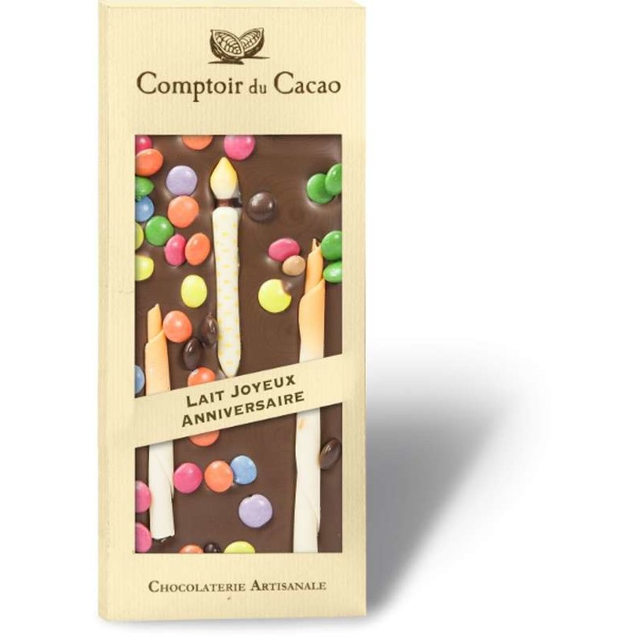 Barre gourmande lait Joyeux Anniversaire  | Comptoir du Cacao | 90g