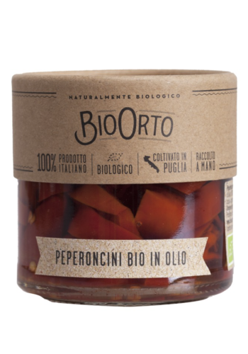 Organic Chilli Peppers Cut in Olive Oil - Bio Orto 200 ml 