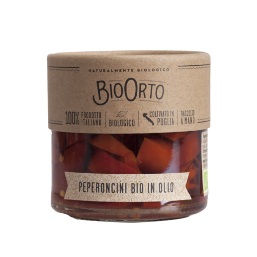 Organic Chilli Peppers Cut in Olive Oil - Bio Orto 200 ml 