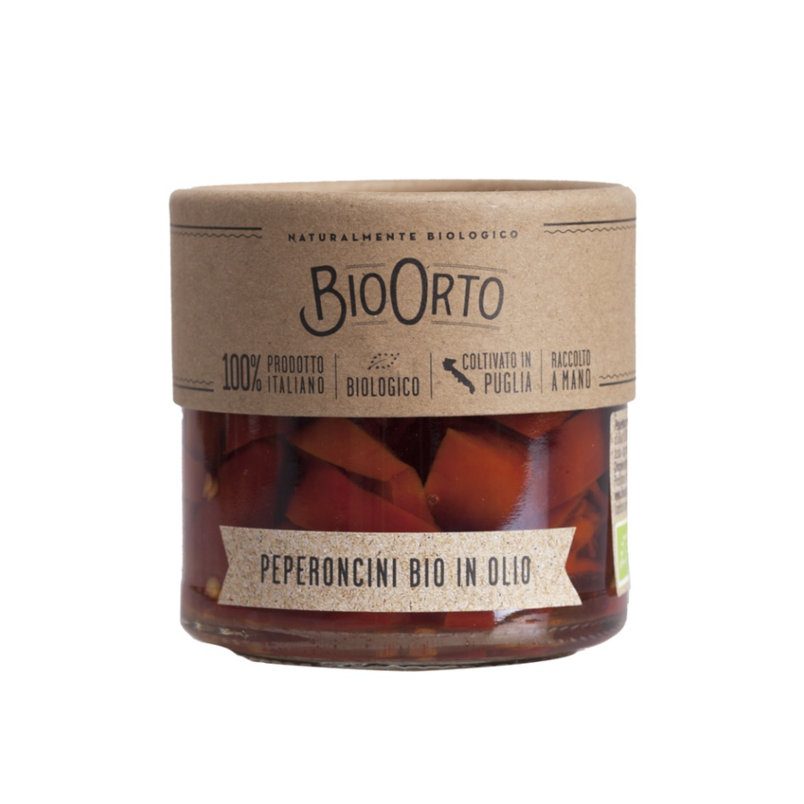 Piments biologiques coupés dans huile d'olive - Bio Orto 200 ml