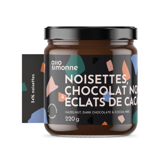 Tartinade noisettes, chocolat noir éclats de cacao - Allo Simonne 220g 