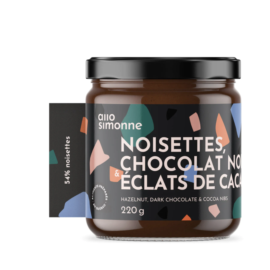 Hazelnut spread, dark chocolate cocoa nibs - Allo Simonne 220g
