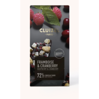 Tablette de chocolat noir à la framboise et canneberges - Cluizel Paris 70g