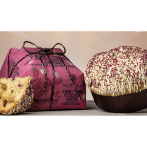 Pistachio cream panettone candied raspberries covered with white chocolate Borsari 750g