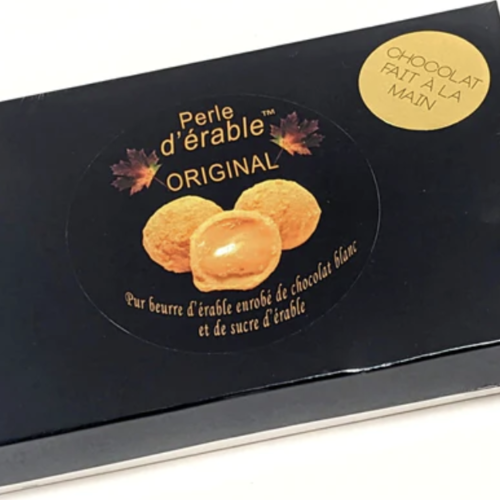 Box of 6 pure maple butter pearls coated with white chocolate and maple sugar - Les Délices de l'Île d'Orléans 75g 