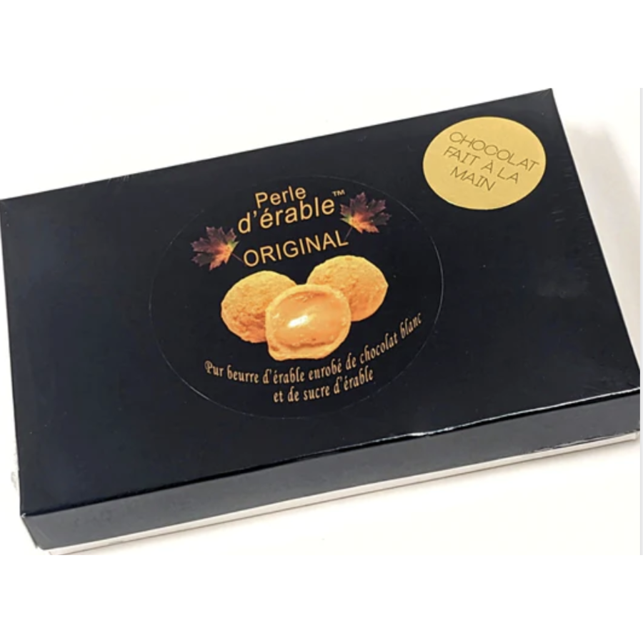 Box of 6 pure maple butter pearls coated with white chocolate and maple sugar - Les Délices de l'Île d'Orléans 75g