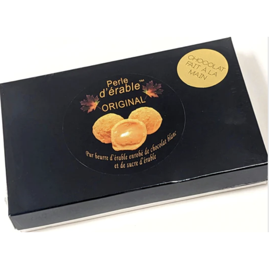 Coffret 6 perles pur beurre d'érable enrobées de chocolat blanc et sucre d'érable - Les Délices de l'Île d'Orléans 75g