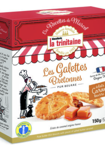 Pure butter Breton cookies with salted butter caramel pieces - La Trinitaine 150g 