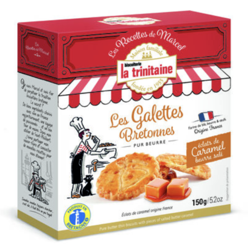 Pure butter Breton cookies with salted butter caramel pieces - La Trinitaine 150g 