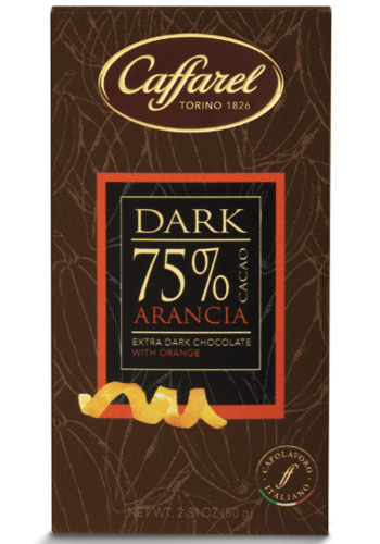 Extra Dark 75% chocolate bar with candied orange peels - Caffarel 80g 