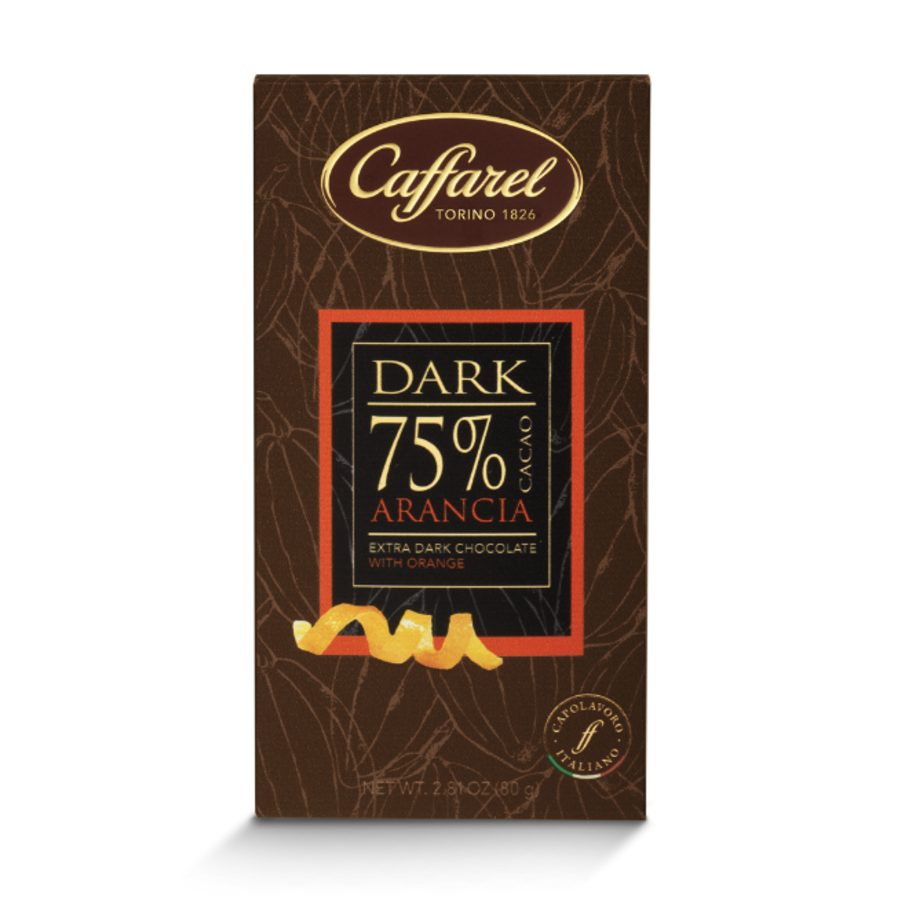 Extra Dark 75% chocolate bar with candied orange peels - Caffarel 80g