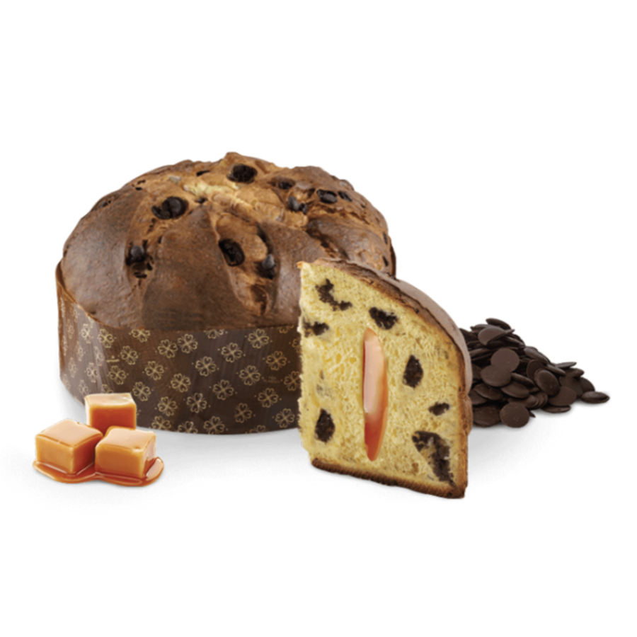 Panettone with chocolate chips and salted caramel cream (Gold) - Loison 750g