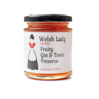 Peach, pear and raspberry jam with gin and tonic - Welsh Lady 227g