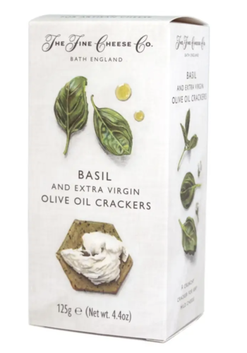 Basil and Extra Virgin Olive Oil Crackers - The Fine Cheese Co. 125g 