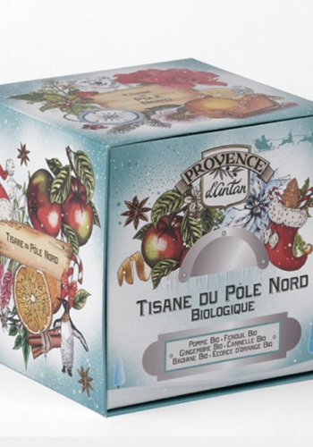 Cube en métal thé de Noël : 24 sachets thé noir orange cannelle