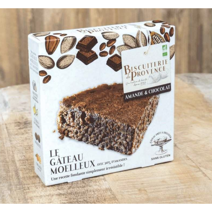 Soft organic almond and chocolate cake (gluten-free) - Biscuiterie de Provence 225g