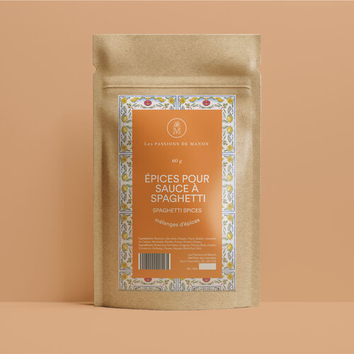 Épices pour sauce à spaghetti - Les Passions de Manon 60g  Épices pour sauce à spaghetti - Les Passions de Manon 60g