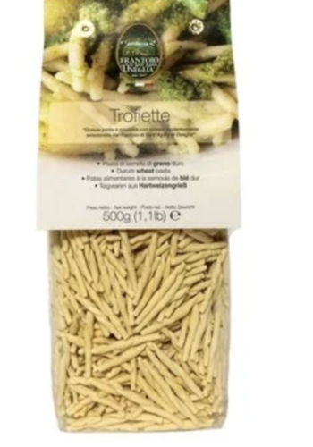 Trofie is short, thin, twisted pasta from Liguria, northern Italy. It is usually served with a basil pesto sauce. 