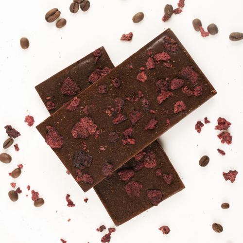 Dark chocolate, raspberry and coffee bar - Couleur Chocolat 90g 