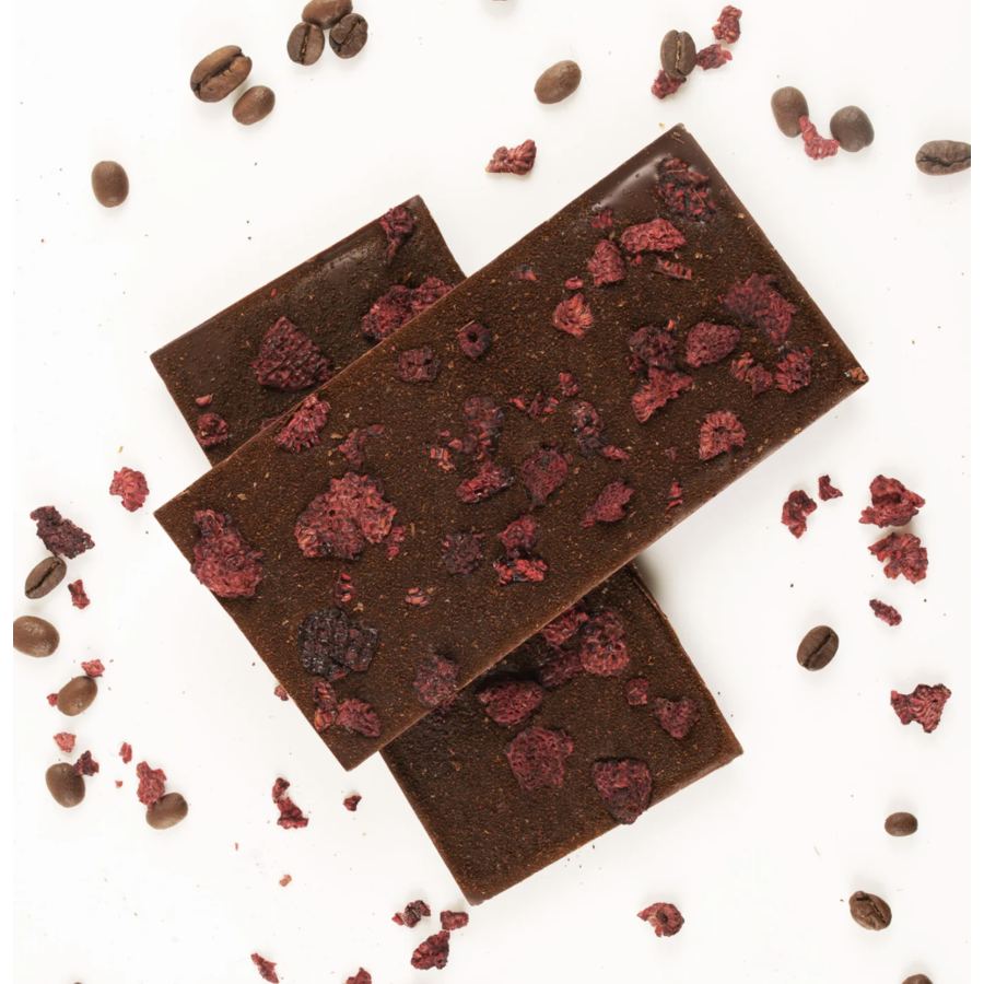 Dark chocolate, raspberry and coffee bar - Couleur Chocolat 90g