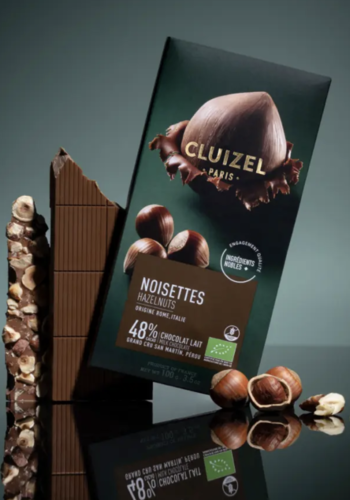 Tablette de chocolat au lait et noisettes (Noisettes) 48% - Cluizel Paris 70g 