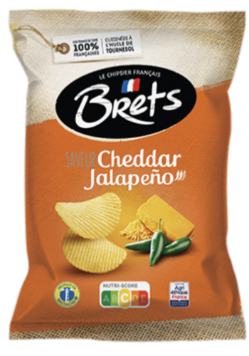 Croustilles ondulées Cheddar et Jalapēno - Brets 125g 