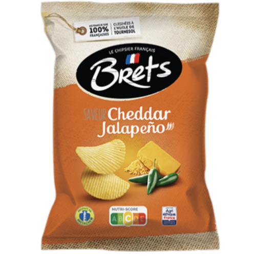 Croustilles ondulées Cheddar et Jalapēno - Brets 125g 